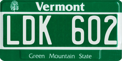VT license plate LDK602