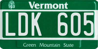 VT license plate LDK605