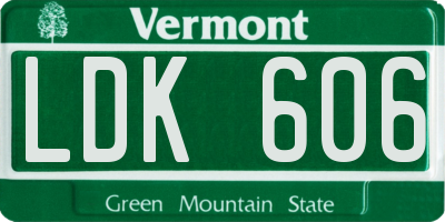 VT license plate LDK606