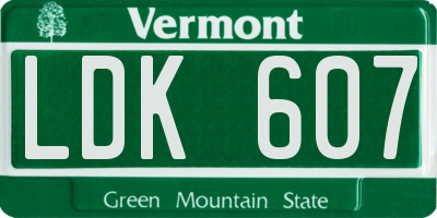 VT license plate LDK607