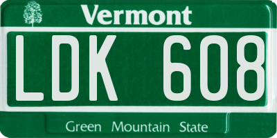 VT license plate LDK608