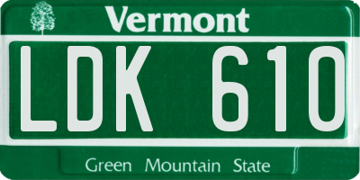VT license plate LDK610