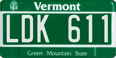 VT license plate LDK611