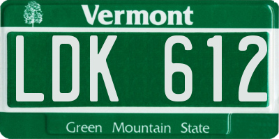 VT license plate LDK612