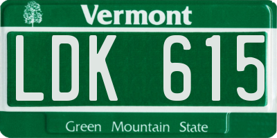 VT license plate LDK615
