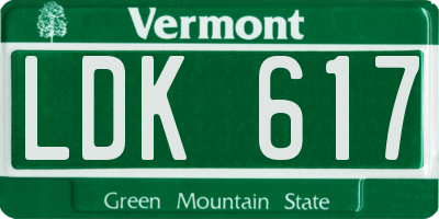VT license plate LDK617