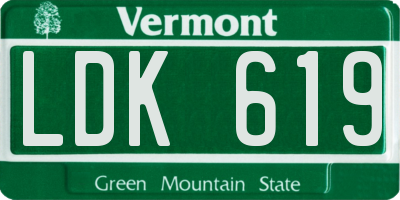 VT license plate LDK619