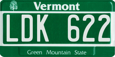 VT license plate LDK622