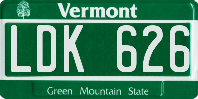 VT license plate LDK626