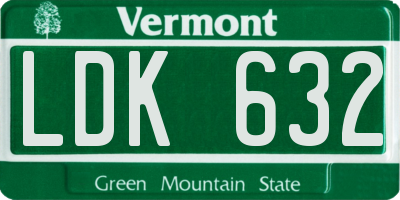 VT license plate LDK632