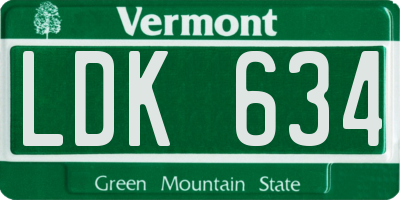 VT license plate LDK634