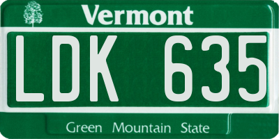 VT license plate LDK635