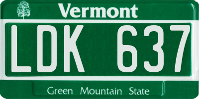 VT license plate LDK637