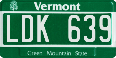 VT license plate LDK639