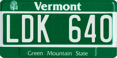 VT license plate LDK640