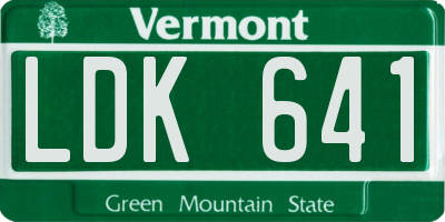 VT license plate LDK641