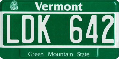 VT license plate LDK642