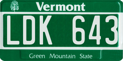 VT license plate LDK643