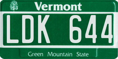 VT license plate LDK644