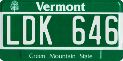 VT license plate LDK646
