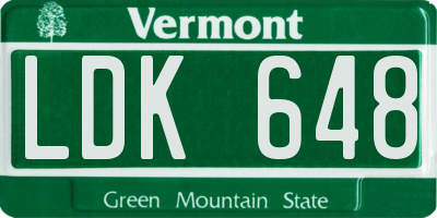 VT license plate LDK648