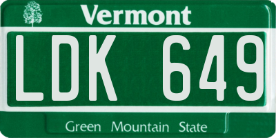VT license plate LDK649
