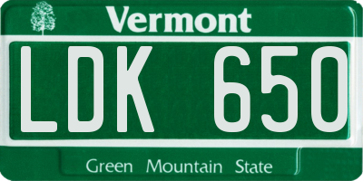VT license plate LDK650