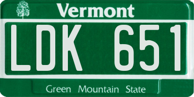 VT license plate LDK651