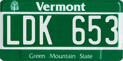 VT license plate LDK653