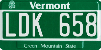 VT license plate LDK658