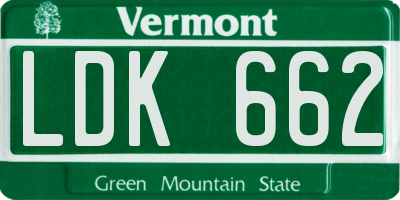 VT license plate LDK662