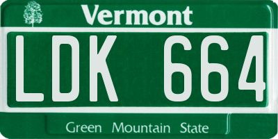 VT license plate LDK664