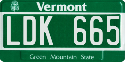 VT license plate LDK665