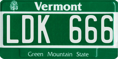 VT license plate LDK666