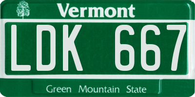 VT license plate LDK667