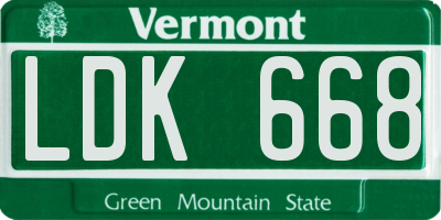 VT license plate LDK668