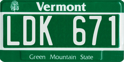 VT license plate LDK671