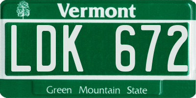 VT license plate LDK672