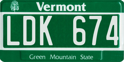 VT license plate LDK674