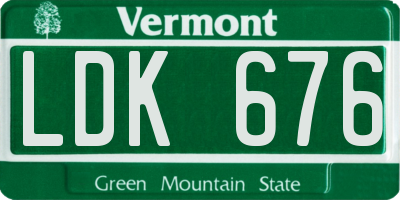 VT license plate LDK676