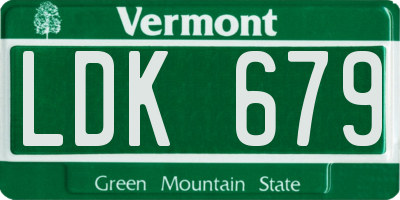 VT license plate LDK679
