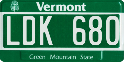 VT license plate LDK680