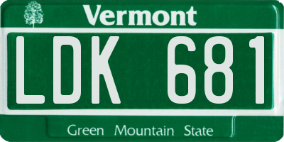 VT license plate LDK681