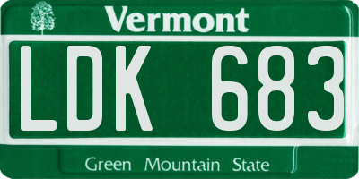 VT license plate LDK683
