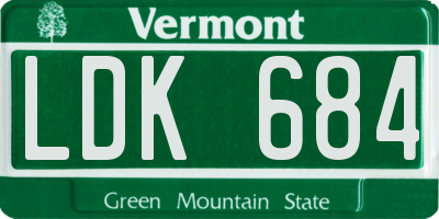 VT license plate LDK684
