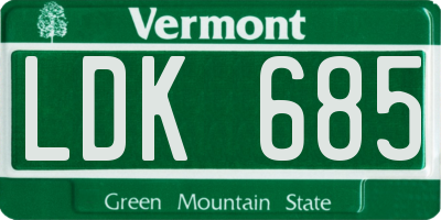VT license plate LDK685