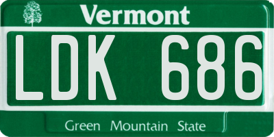 VT license plate LDK686