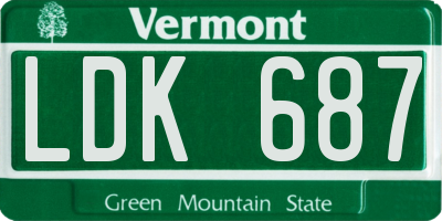 VT license plate LDK687