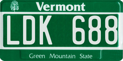 VT license plate LDK688