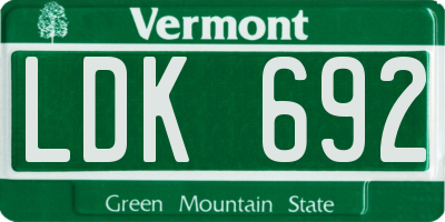 VT license plate LDK692